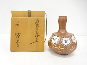 坪島土平造　象嵌手　色絵　花入